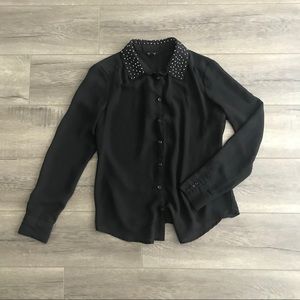 Guess Black Button Down Blouse